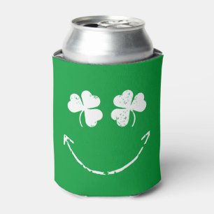Enfriador De Latas Humor de la cara del trébol del día de St Patric