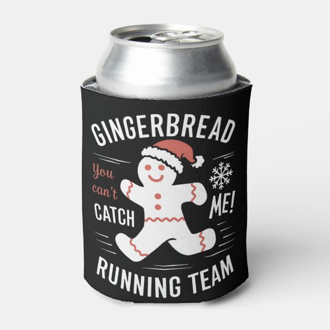 Enfriador De Latas Humor de Navidades de equipo de Gingerbread Runnin (Lata Anverso)