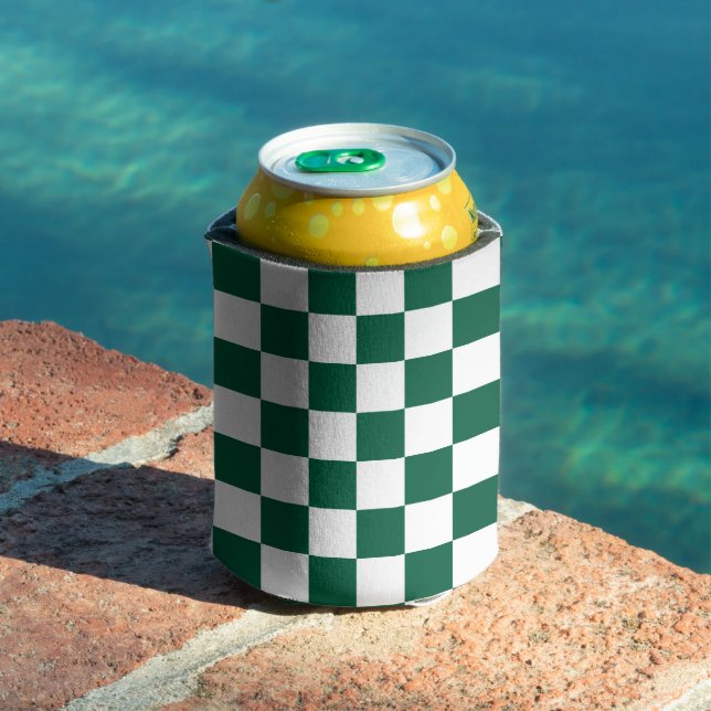 Enfriador De Latas Hunter Green y White Checkered (Piscina in situ)