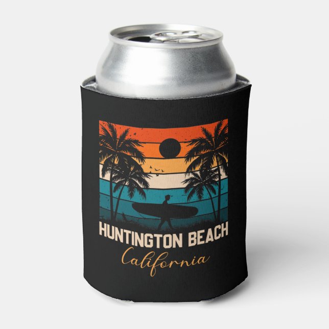 Enfriador De Latas Huntington Beach California Palms Vacation Trip (Lata Anverso)