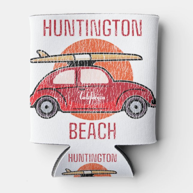 Enfriador De Latas Huntington Beach California Retro Surf (Anverso)