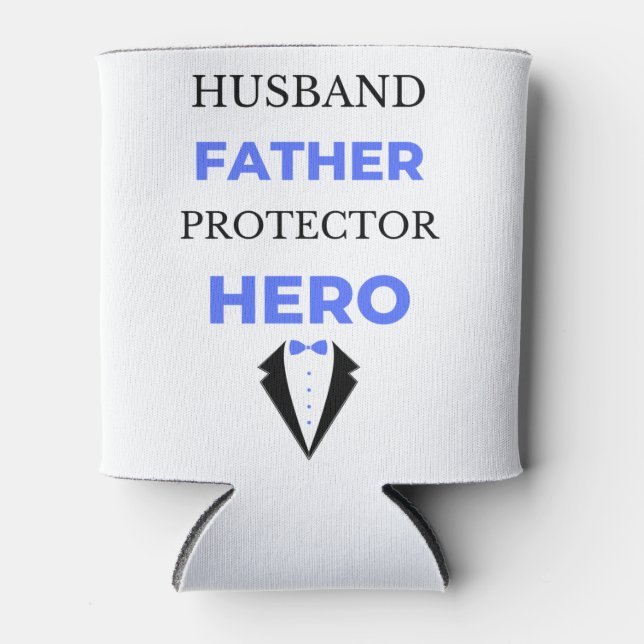 Enfriador De Latas Husband Father Protector Hero bl (Anverso)
