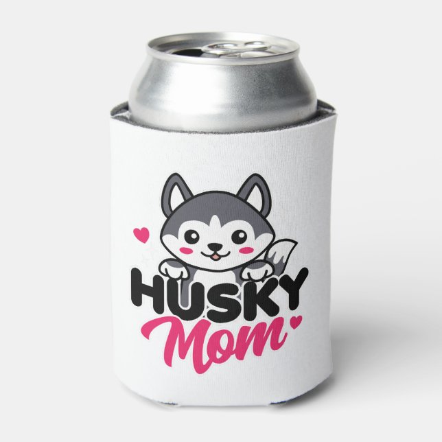 Enfriador De Latas Husky Dog Mom Cute Kawaii Design (Lata Anverso)