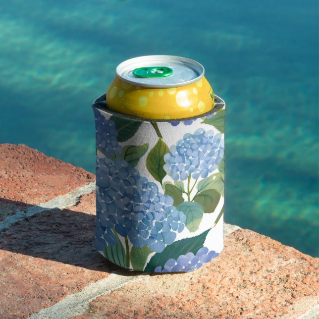 Enfriador De Latas Hydrangeas Blue | Hermoso Jardín Floral (Piscina in situ)