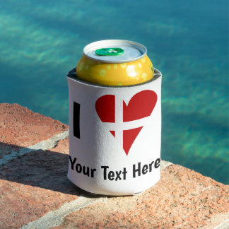 Enfriador De Latas I (Funky Heart Shaped Danish Flag) Your Text