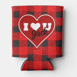 Enfriador De Latas I H U I Love You Buffalo Plaid Cooler