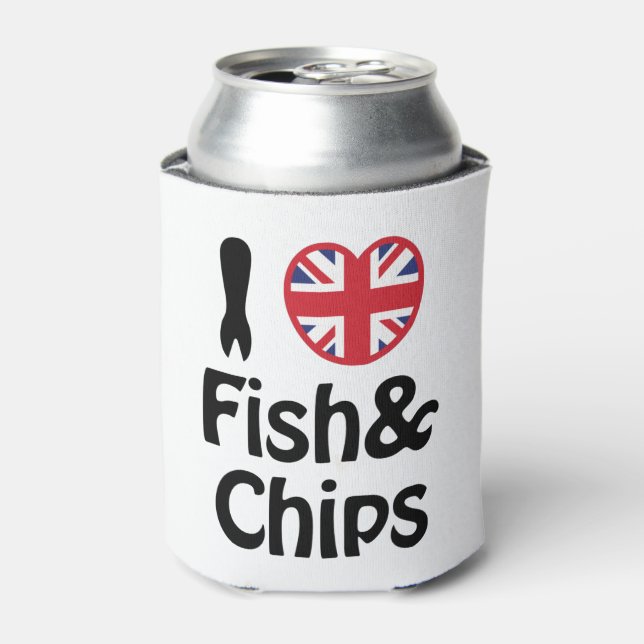 Enfriador De Latas I Heart [Love] Fish & Chips (Lata Anverso)
