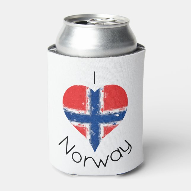 Enfriador De Latas I Heart Noruega Bandera (Lata Anverso)