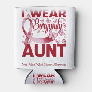 Enfriador De Latas I Wear Burgundy For My Aunt Oral Head Neck Cancer