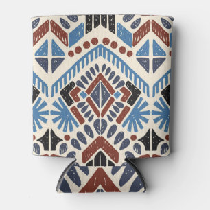 Enfriador De Latas Ikat Aztec: Ornamento geométrico étnico.