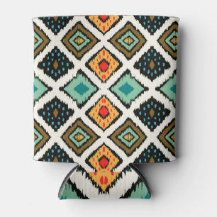 Enfriador De Latas Ikat geométrico, textura tribal folclórica.