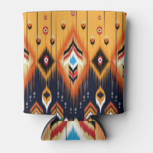 Enfriador De Latas Ikat, patrón tribal étnico azteca.