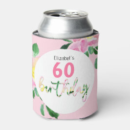 Enfriador De Latas Ilustracion acuático exótico floral rosado de vera