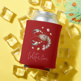 Enfriador De Latas Ilustracion de Arte Floral Folk Lobster