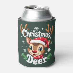 Enfriador De Latas Ilustración de ciervo de Navidad adorable