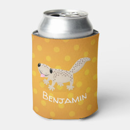 Enfriador De Latas Ilustración de dibujos animados de geco bronceado 
