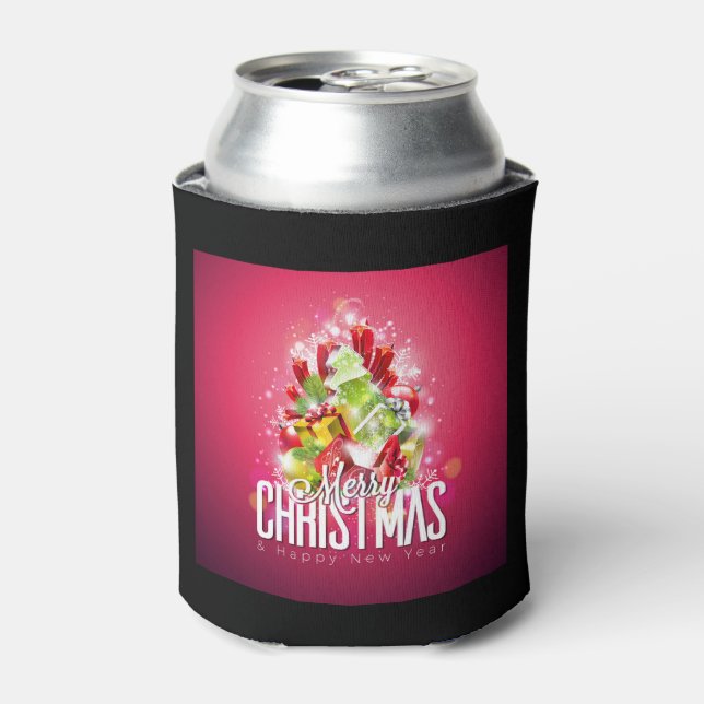 Enfriador De Latas Ilustracion de diseño gráfico de Navidades rojos m (Lata Anverso)