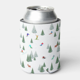 Enfriador De Latas Ilustración de esquiadores alpinos esquiando en ba