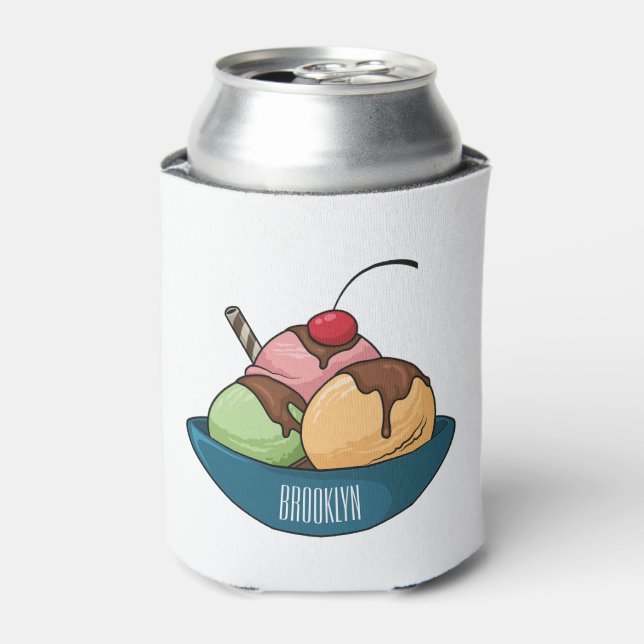 Enfriador De Latas Ilustracion de helado personalizado (Lata Anverso)