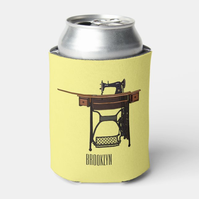 Enfriador De Latas Ilustracion de máquina de coser personalizado (Lata Anverso)