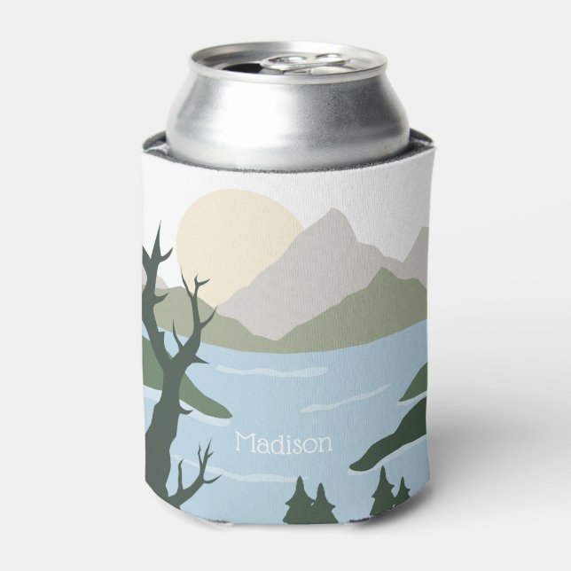 Enfriador De Latas Ilustracion de naturaleza de nombre personalizado (Lata Anverso)