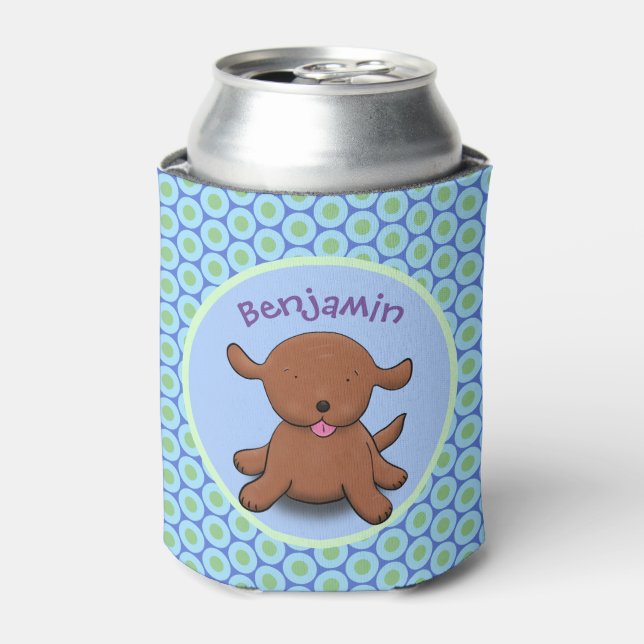 Enfriador De Latas Ilustracion de personalizado azul de cachorro aleg (Lata Anverso)