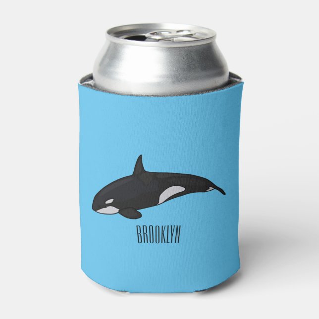 Enfriador De Latas Ilustracion de personalizado de ballenas asesina (Lata Anverso)