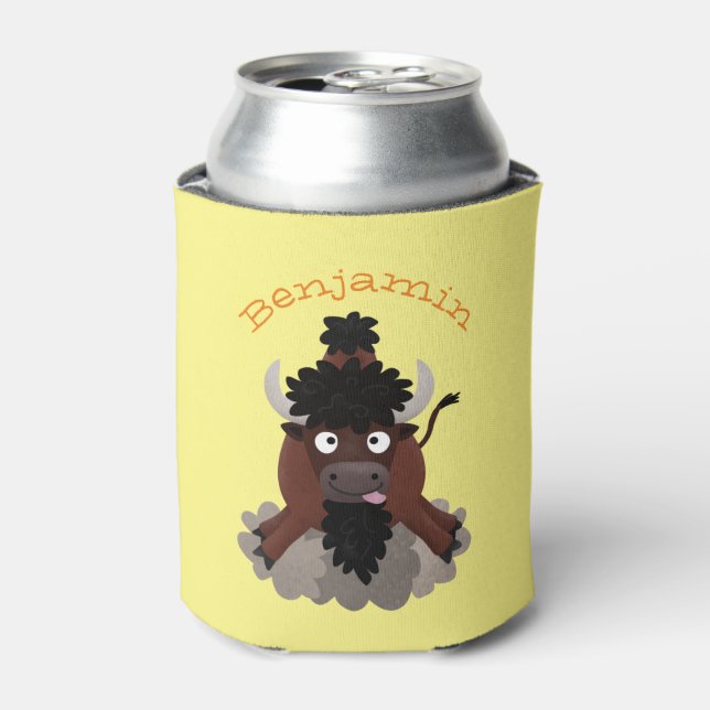 Enfriador De Latas Ilustracion de personalizado de bisontes búfalos d (Lata Anverso)