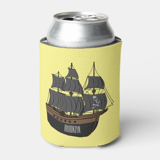 Enfriador De Latas Ilustracion de personalizado de buques piratas (Lata Anverso)