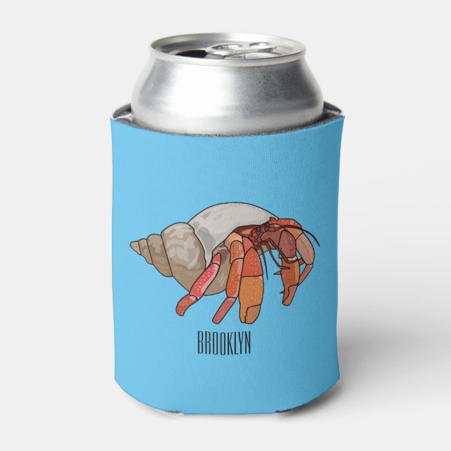 Enfriador De Latas Ilustracion de personalizado de cangrejo ermitaño (Lata Anverso)