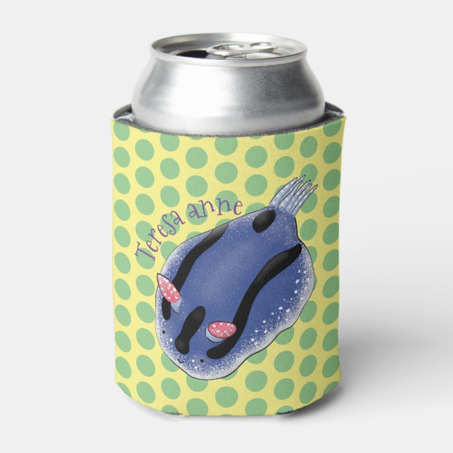 Enfriador De Latas Ilustracion de personalizado de nudibranquias azul (Lata Anverso)