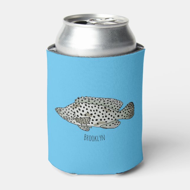 Enfriador De Latas Ilustracion de personalizado de peces de mero de j (Lata Anverso)