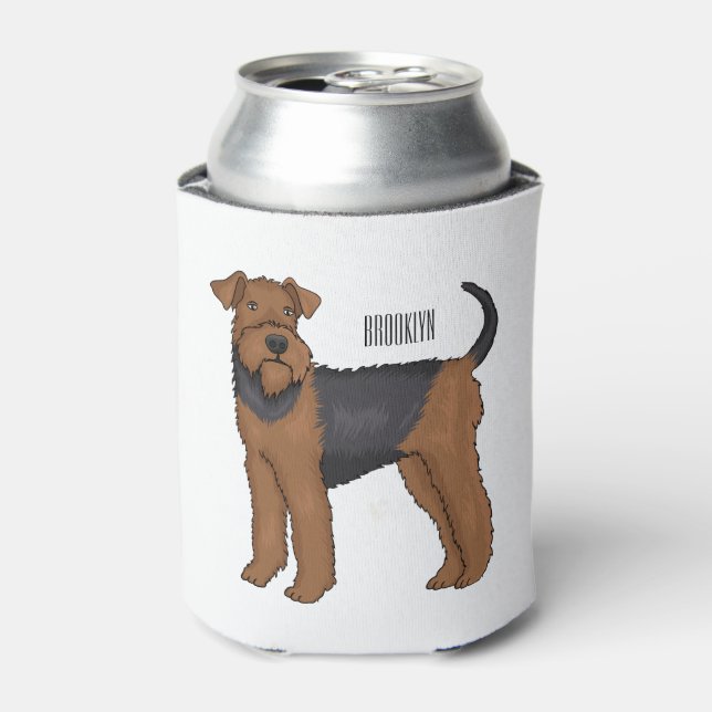 Enfriador De Latas Ilustracion de personalizado de perro Airedale ter (Lata Anverso)