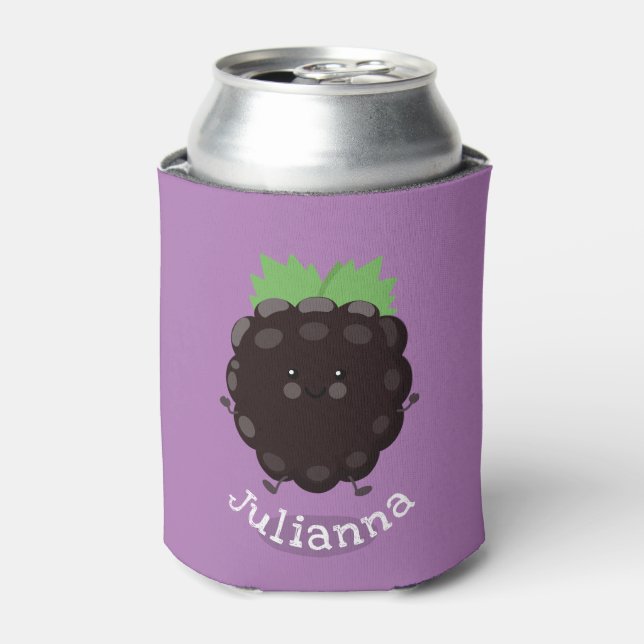 Enfriador De Latas Ilustracion de personalizado morado de moras alegr (Lata Anverso)
