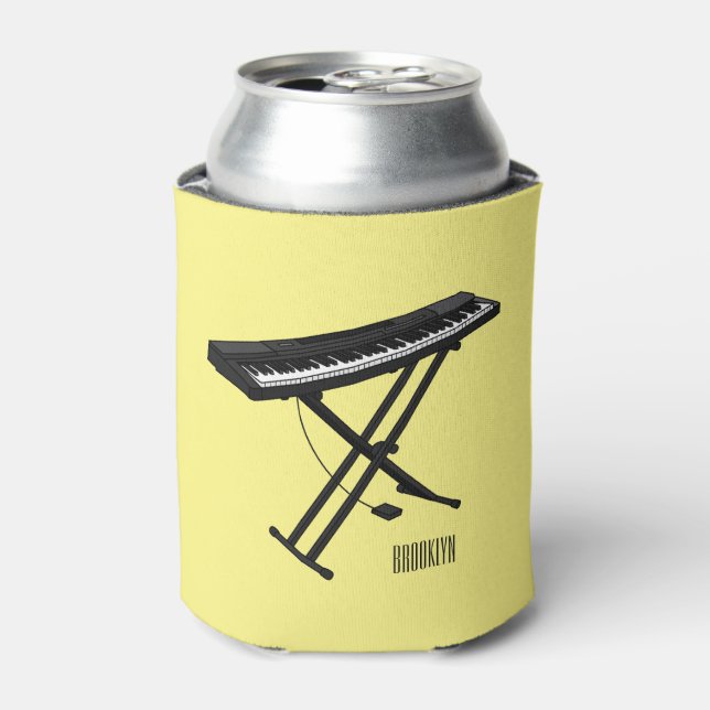 Enfriador De Latas Ilustracion de piano personalizado de teclado (Lata Anverso)