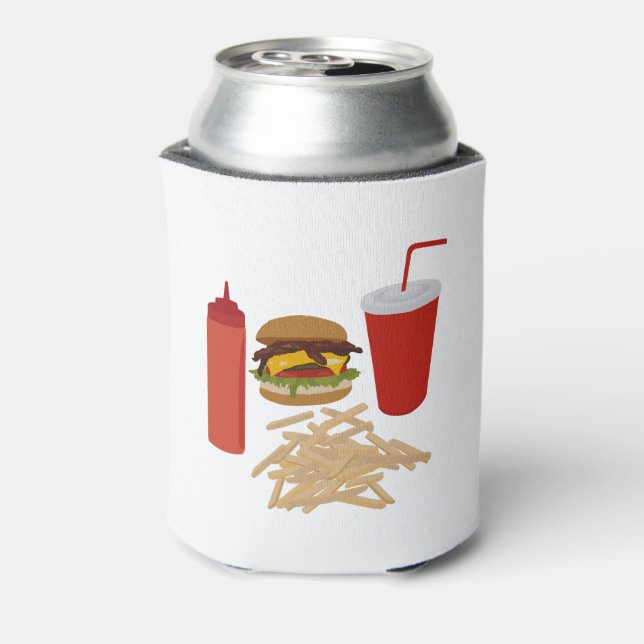 Enfriador De Latas Ilustracion de ráfagas de comida rápida BBQ (Reverso de la lata)