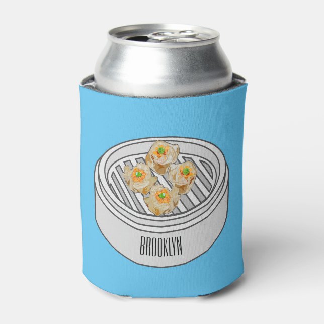 Enfriador De Latas Ilustracion de Shumai dim sum personalizado (Lata Anverso)
