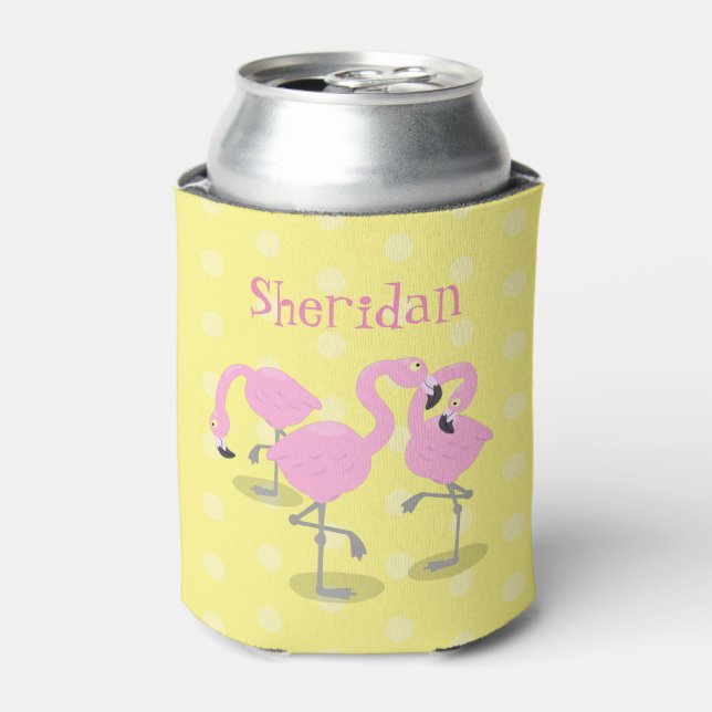 Enfriador De Latas Ilustracion de trío de flamingo rosado (Lata Anverso)