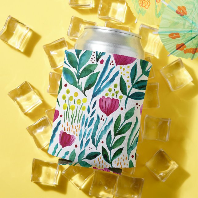 Enfriador De Latas Ilustracion floral botánico (Verano in situ)