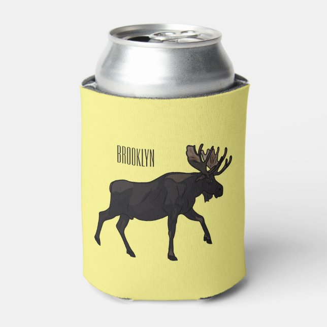 Enfriador De Latas Ilustracion Moose personalizado (Lata Anverso)