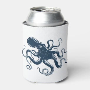 Enfriador De Latas Ilustracion náutico de pulpo azul marino