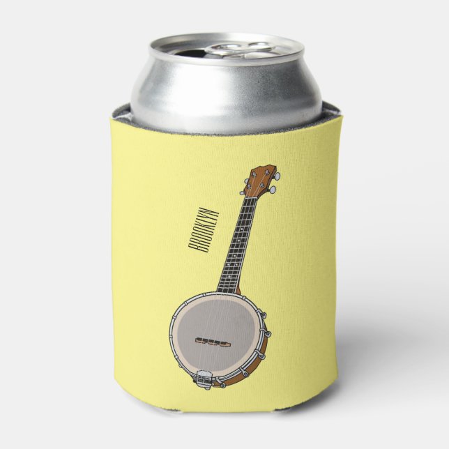 Enfriador De Latas Ilustracion personalizado Banjo (Lata Anverso)