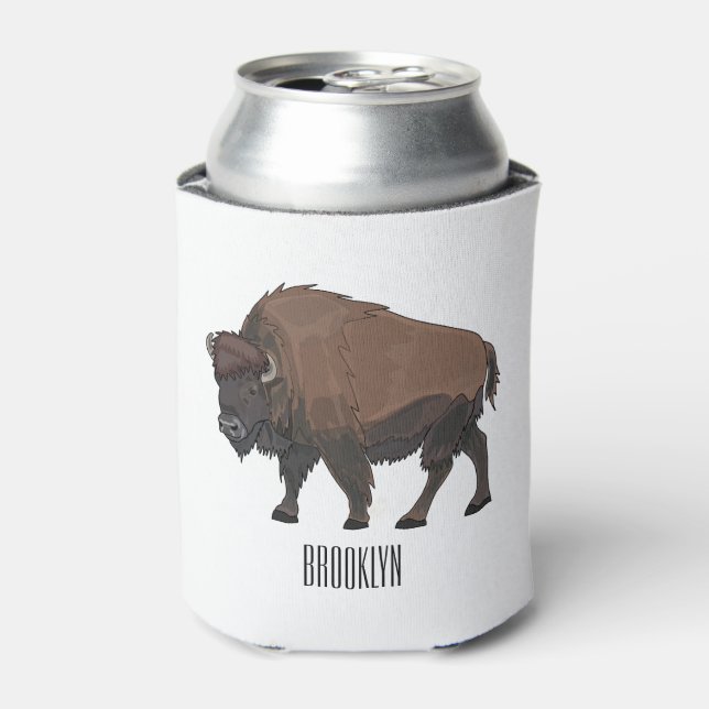 Enfriador De Latas Ilustracion personalizado Bison (Lata Anverso)