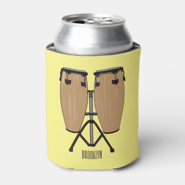 Enfriador De Latas Ilustracion personalizado Bongo drum (Lata Anverso)