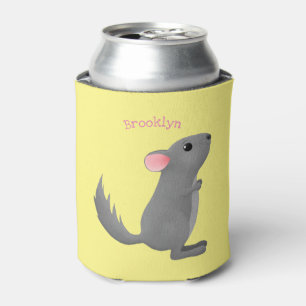 Enfriador De Latas Ilustracion personalizado chinchilla gris suave