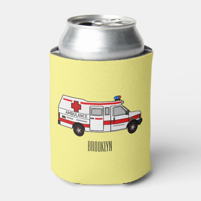 Enfriador De Latas Ilustracion personalizado de ambulancia (Lata Anverso)