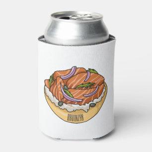 Enfriador De Latas Ilustracion personalizado de bagel de Salmon