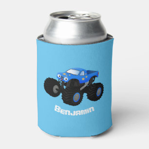 Enfriador De Latas ilustracion personalizado de camión monstruo azul
