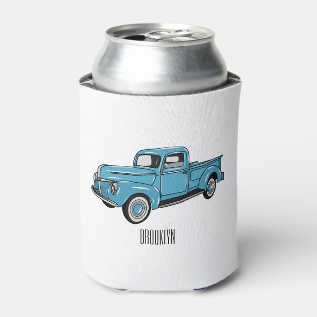 Enfriador De Latas Ilustracion personalizado de camioneta clásica (Lata Anverso)
