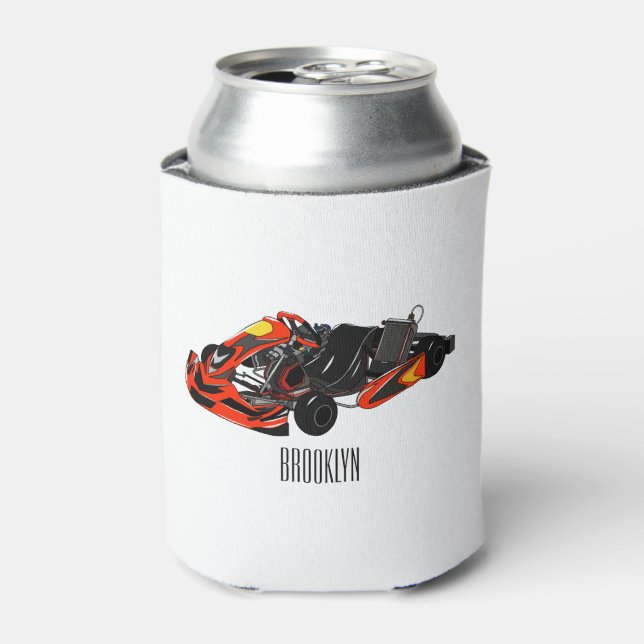 Enfriador De Latas Ilustracion personalizado de carreras de Kart (Lata Anverso)